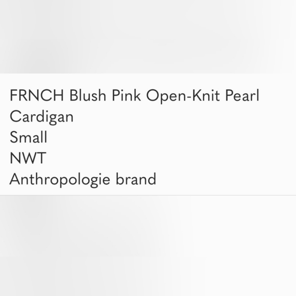 NWT FRNCH blush cardigan with pearl accents size small - Picture 16 of 16